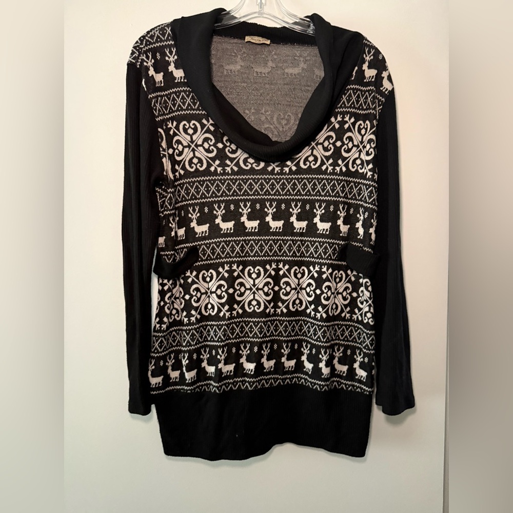 Janette Plus Black and White Sweater